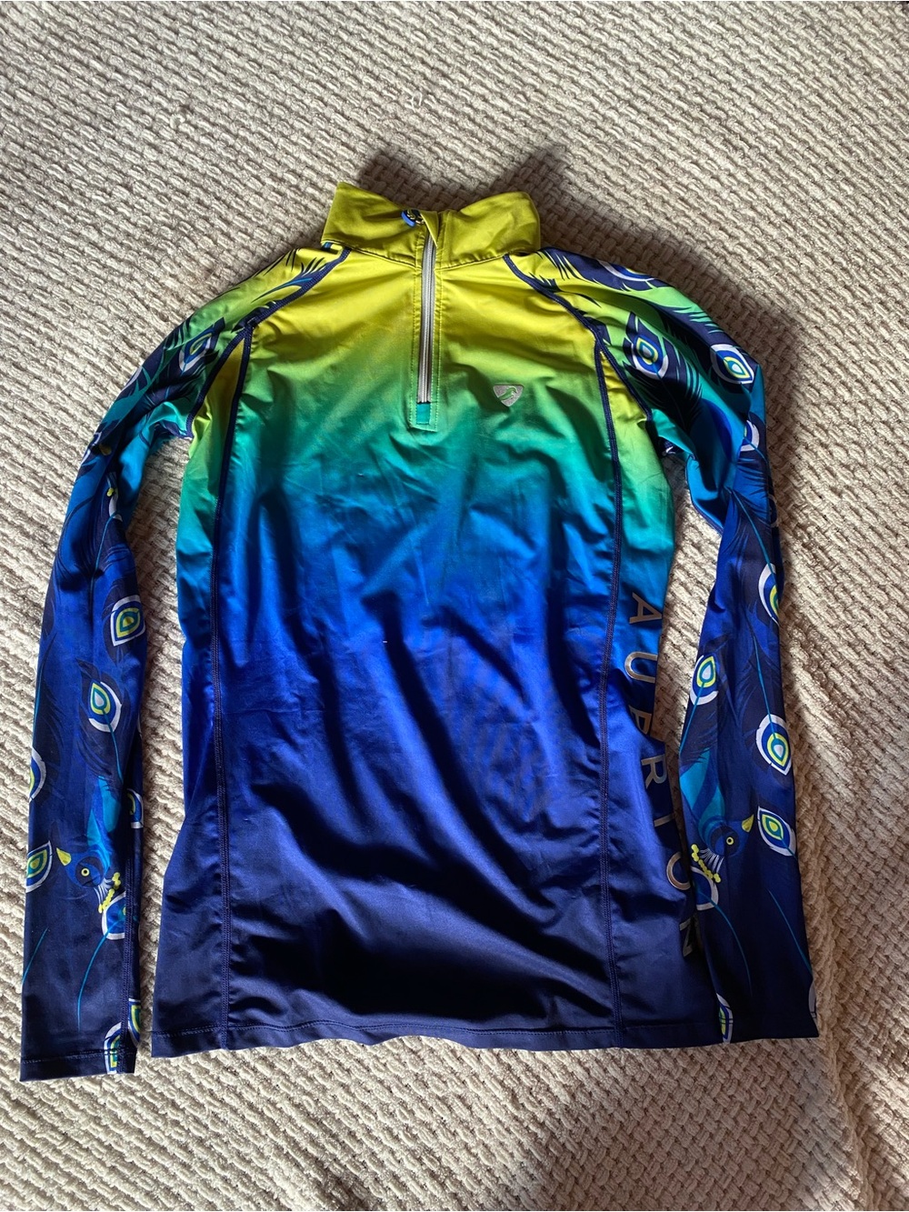 Women's Gradient Peacock-Print Long Sleeve Top - Equestrian Activewear